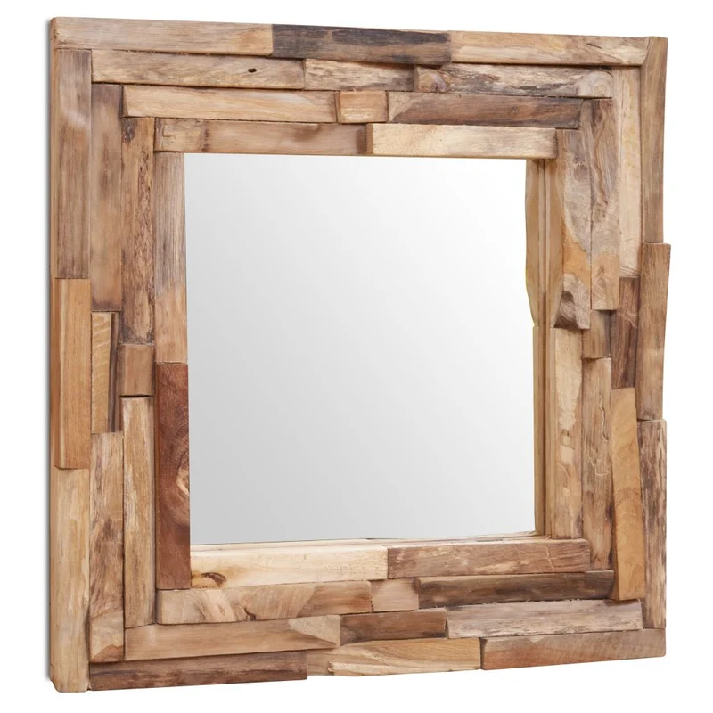 Miroir décoratif carré Teck marron 60 x 60 cm DEC022671