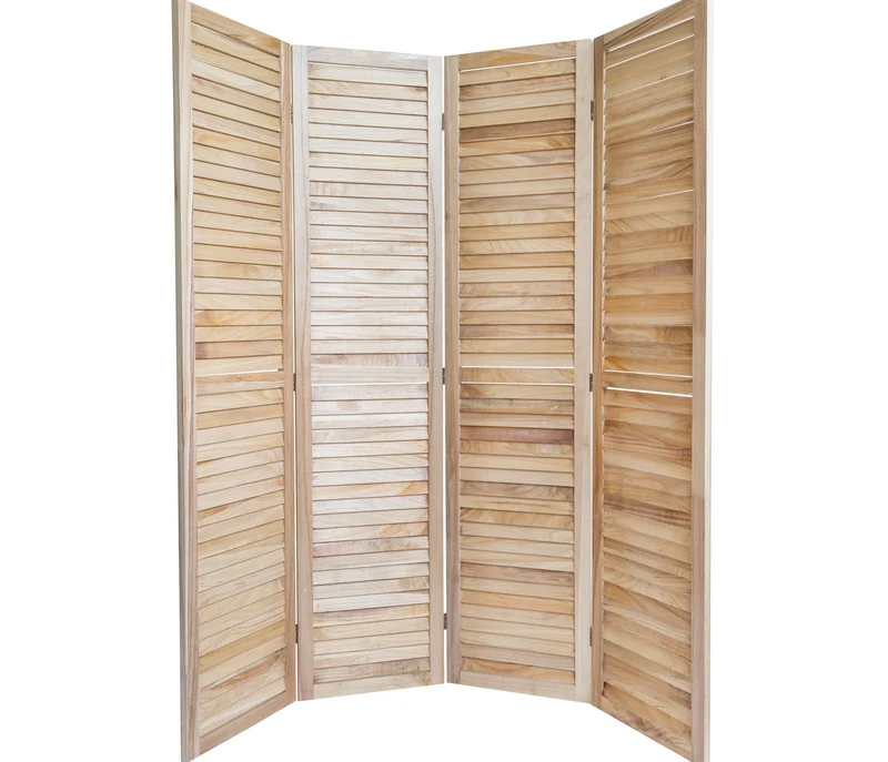 Paravent 4 panneaux en bois pliable 160x170 cm PAR06065