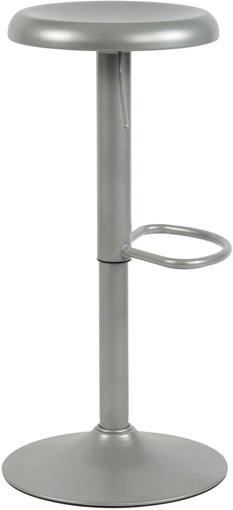 Tabouret de bar x1 hauteur réglable avec repose-pieds design moderne en métal argenté 10_0005778