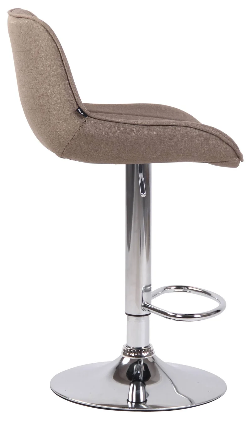 Lot de 2 tabourets de bar chaises haute en tissu taupe coutures verticales support en métal chromé 10_0006664