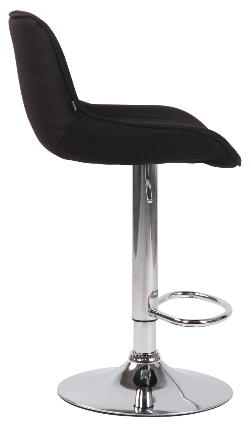Lot de 2 tabourets de bar chaises haute en tissu noir coutures verticales support en métal chromé 10_0006243