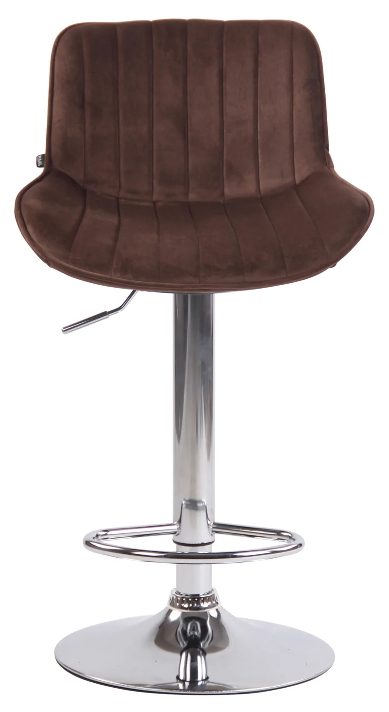 Tabouret de bar chaise haute x1 en tissu marron coutures verticales support en métal chromé 10_0005953