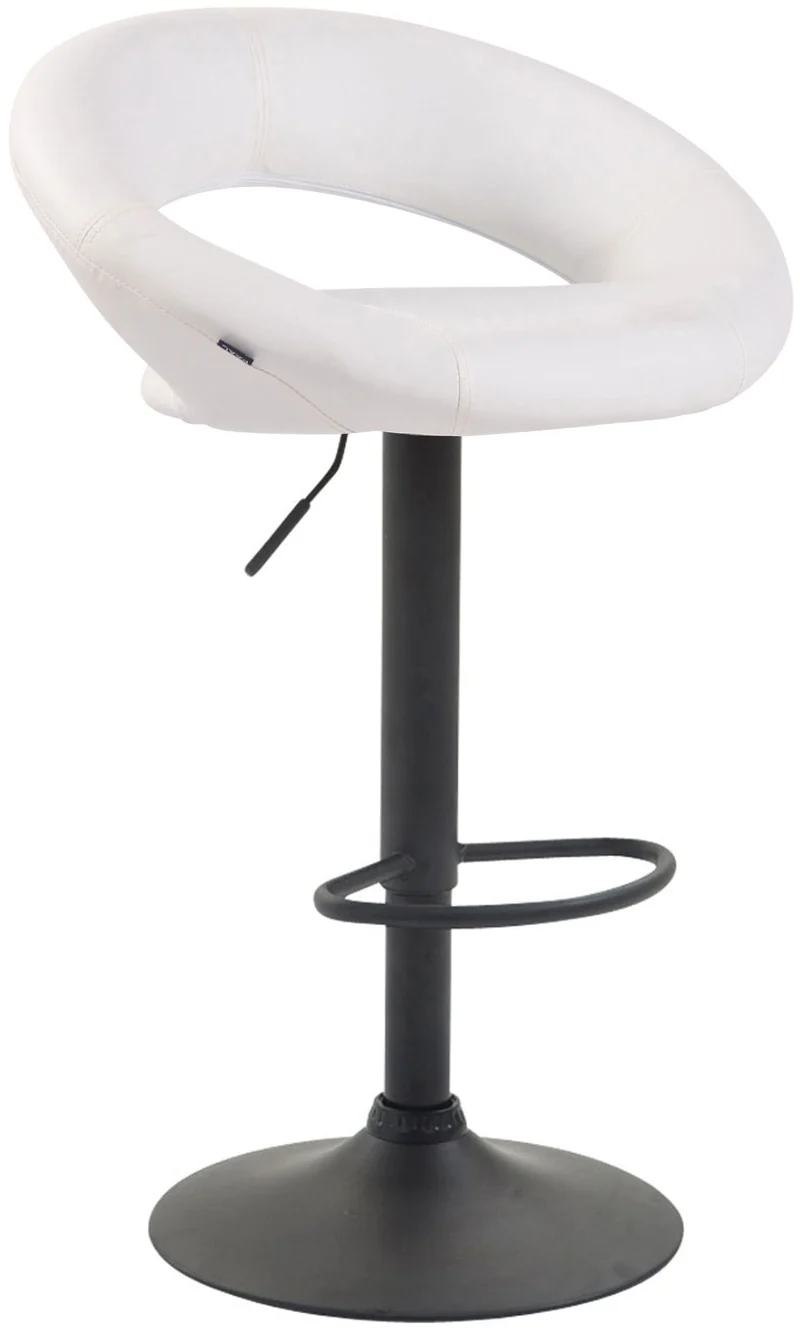 Lot de 2 tabourets de bar en synthétique blanc design moderne base métal noir mat TDB10547