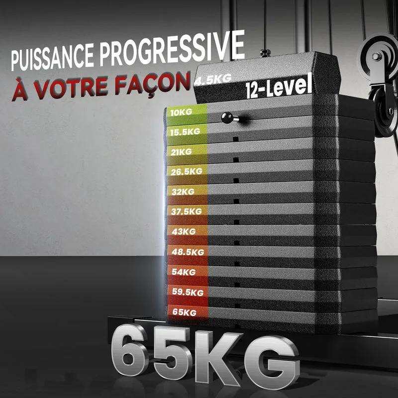 Station de musculation multifonction entraînement total 135 x 103 x 210 cm siège rembourré confort moderne en acier noir 21_0006796
