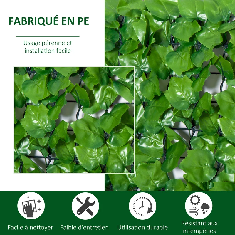 Lot de 2 haies artificielles brise-vue balcon 3 x 1 m intimité entretien facile style contemporain en plastique vert 21_0004012