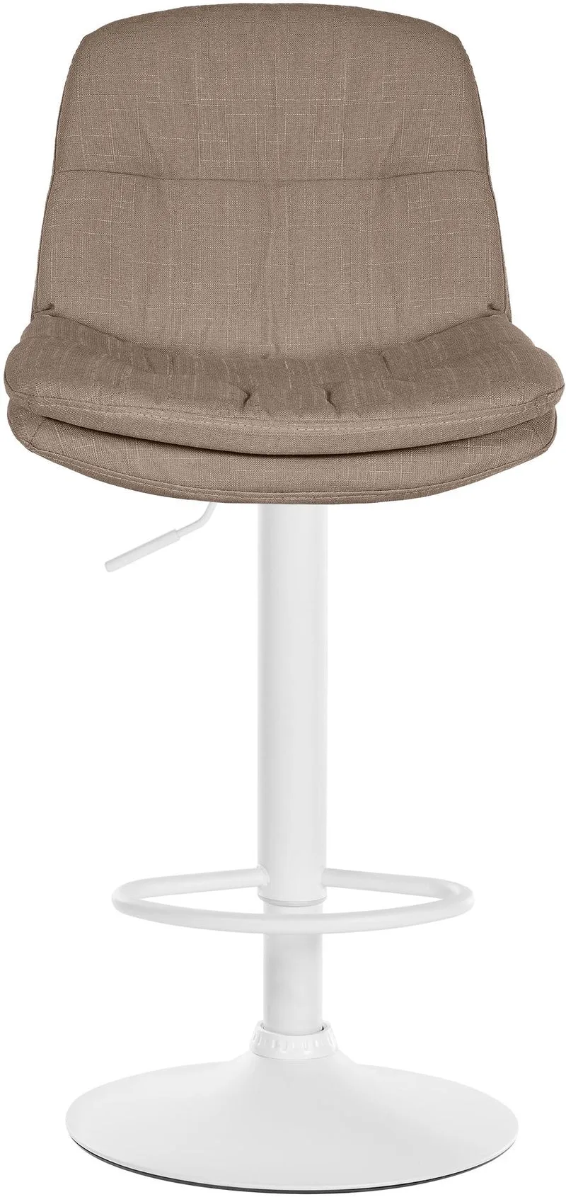 Tabouret chaise haute x1 pour cuisine et bar à assise moelleuse en tissu taupe cadre en métal blanc 10_0005686