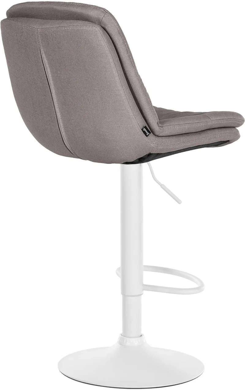 Tabouret chaise haute x1 pour cuisine et bar à assise moelleuse en tissu gris cadre en métal blanc 10_0005684