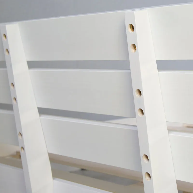 Lit simple en bois blanc de pin 90x200 avec sommier à lattes et tiroir de rangement LIT06231
