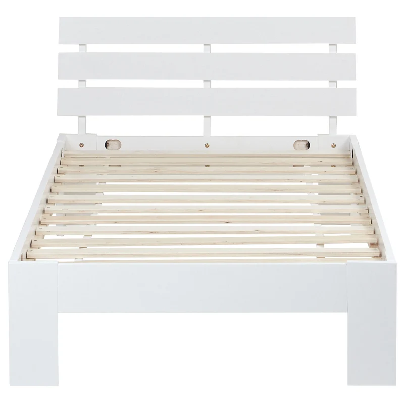 Lit simple en bois de pin blanc 90x200 avec sommier à lattes LIT06221
