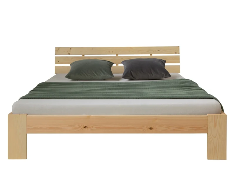 Lit double 2 personnes avec sommier à lattes en bois 180x 200cm LIT06164