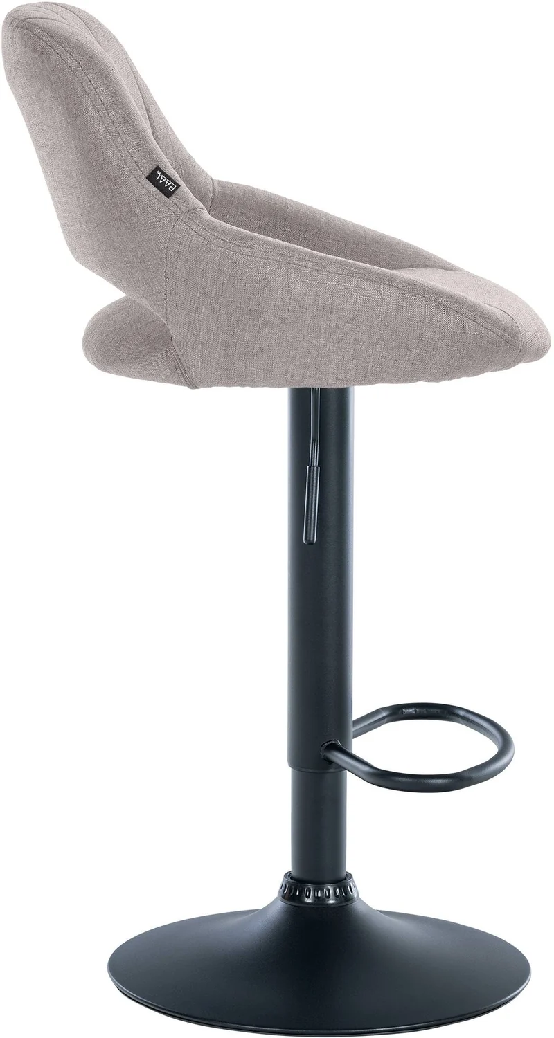 Tabouret de bar x1 réglable en hauteur en tissu gris dossier ajouré et pied métal noir 10_0005944