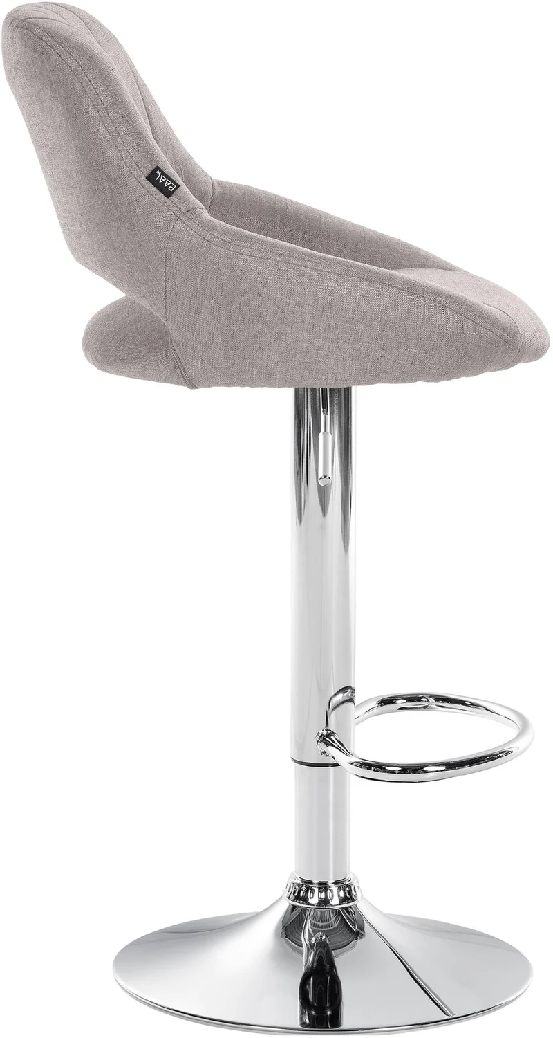Tabouret de bar x1 réglable en hauteur en tissu gris dossier ajouré et pied métal chromé 10_0005943