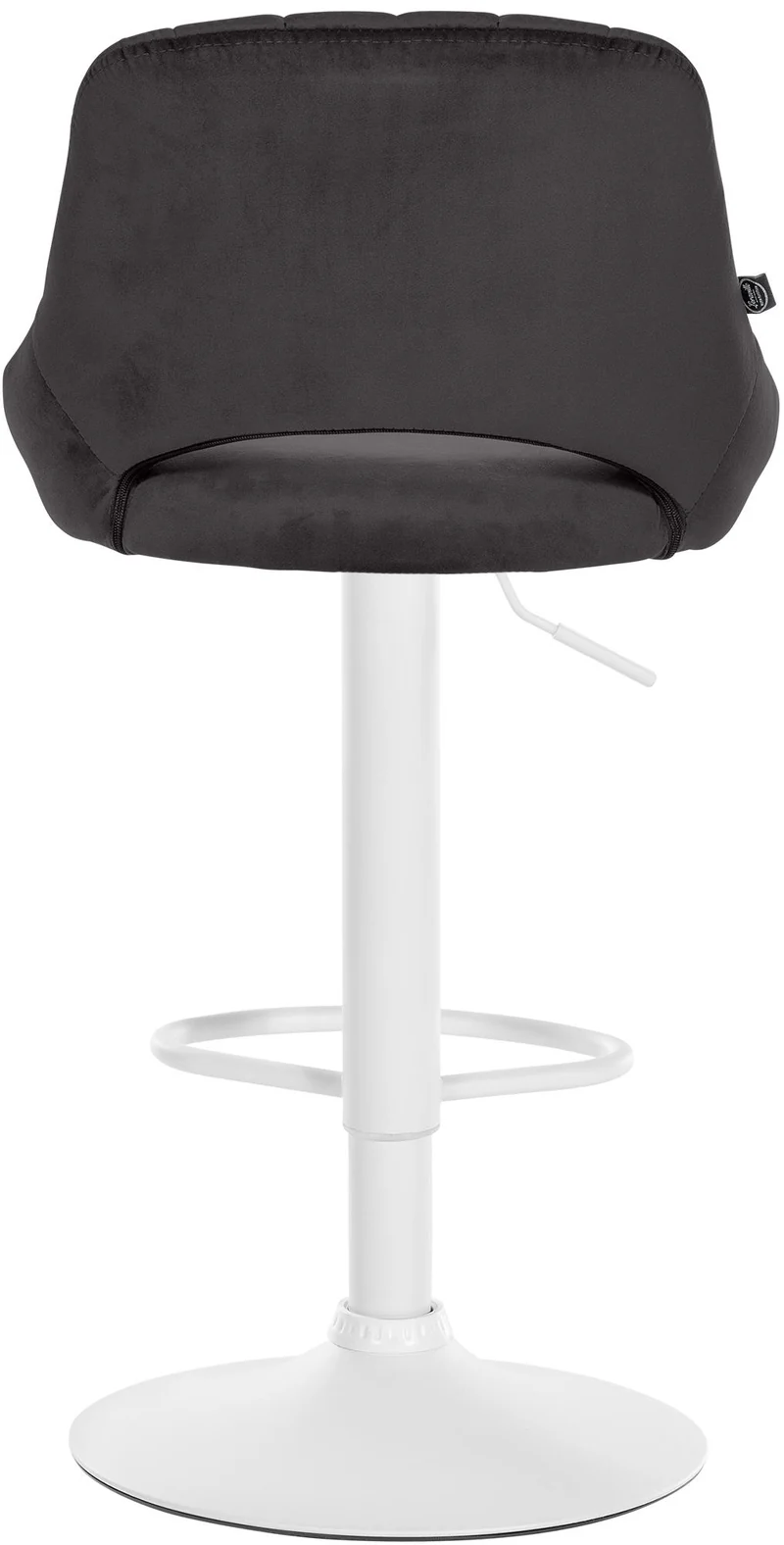 Tabouret de bar x1 réglable en hauteur en velours noir dossier ajouré et pied métal blanc 10_0005793