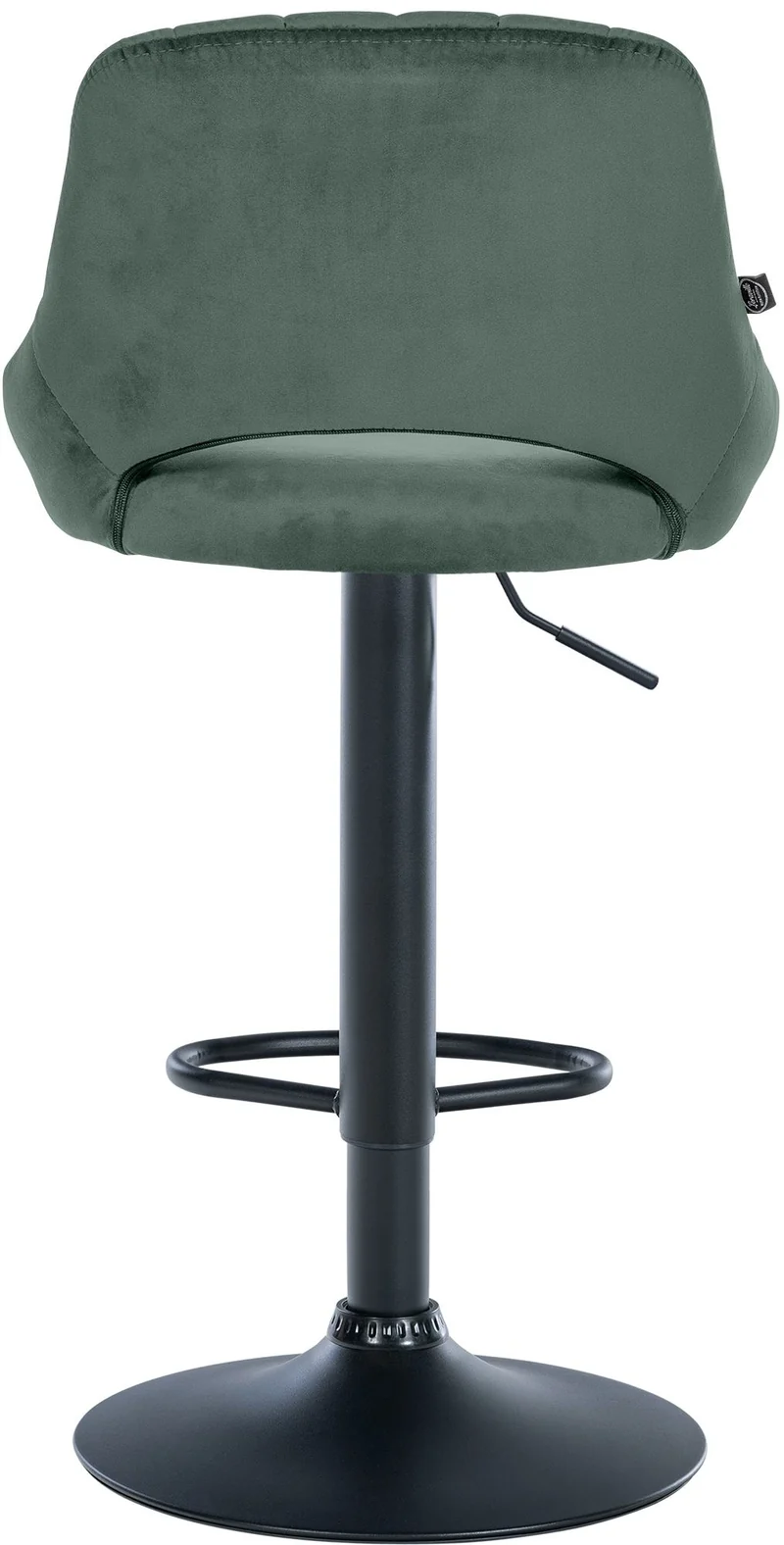 Tabouret de bar x1 réglable en hauteur en velours vert dossier ajouré et pied métal noir 10_0005738