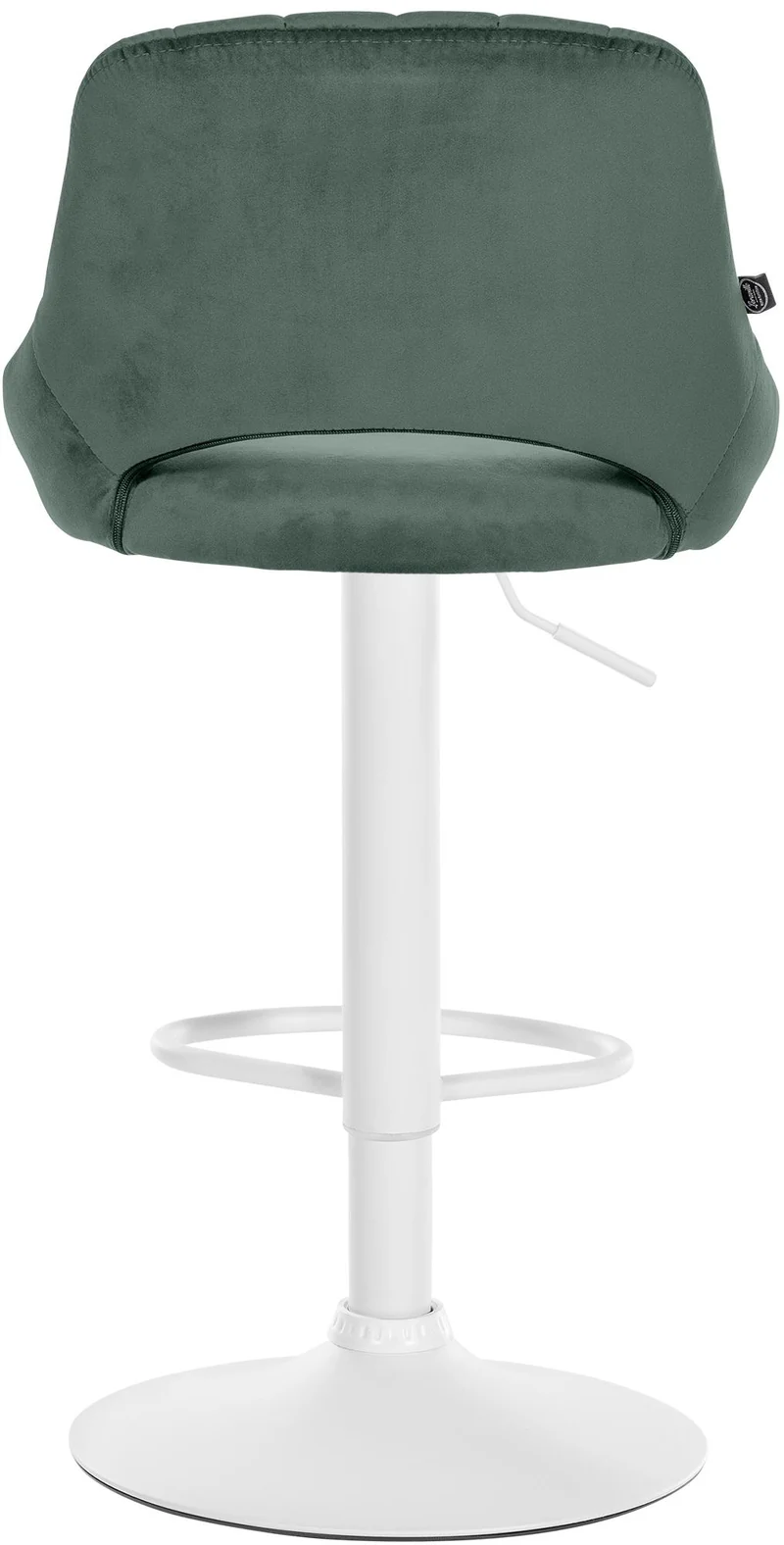 Tabouret de bar x1 réglable en hauteur en velours vert dossier ajouré et pied métal blanc 10_0005732