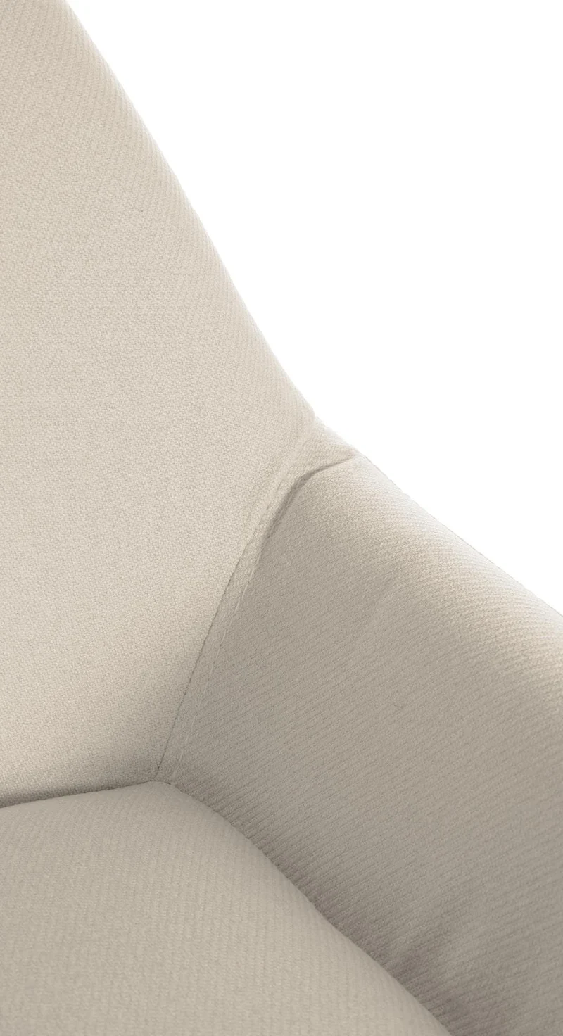 Tabouret de bar x1 avec repose-pieds et accoudoirs en tissu crème piètement en trompette métal doré 10_0005797