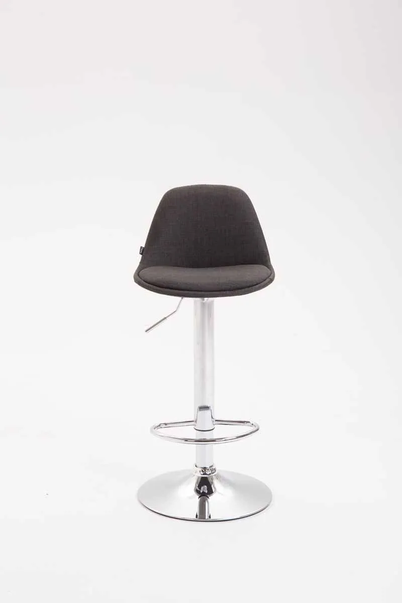 Tabouret de bar x1 moderne et confortable assise en tissu gris foncé pieds en métal chromé 10_0006091