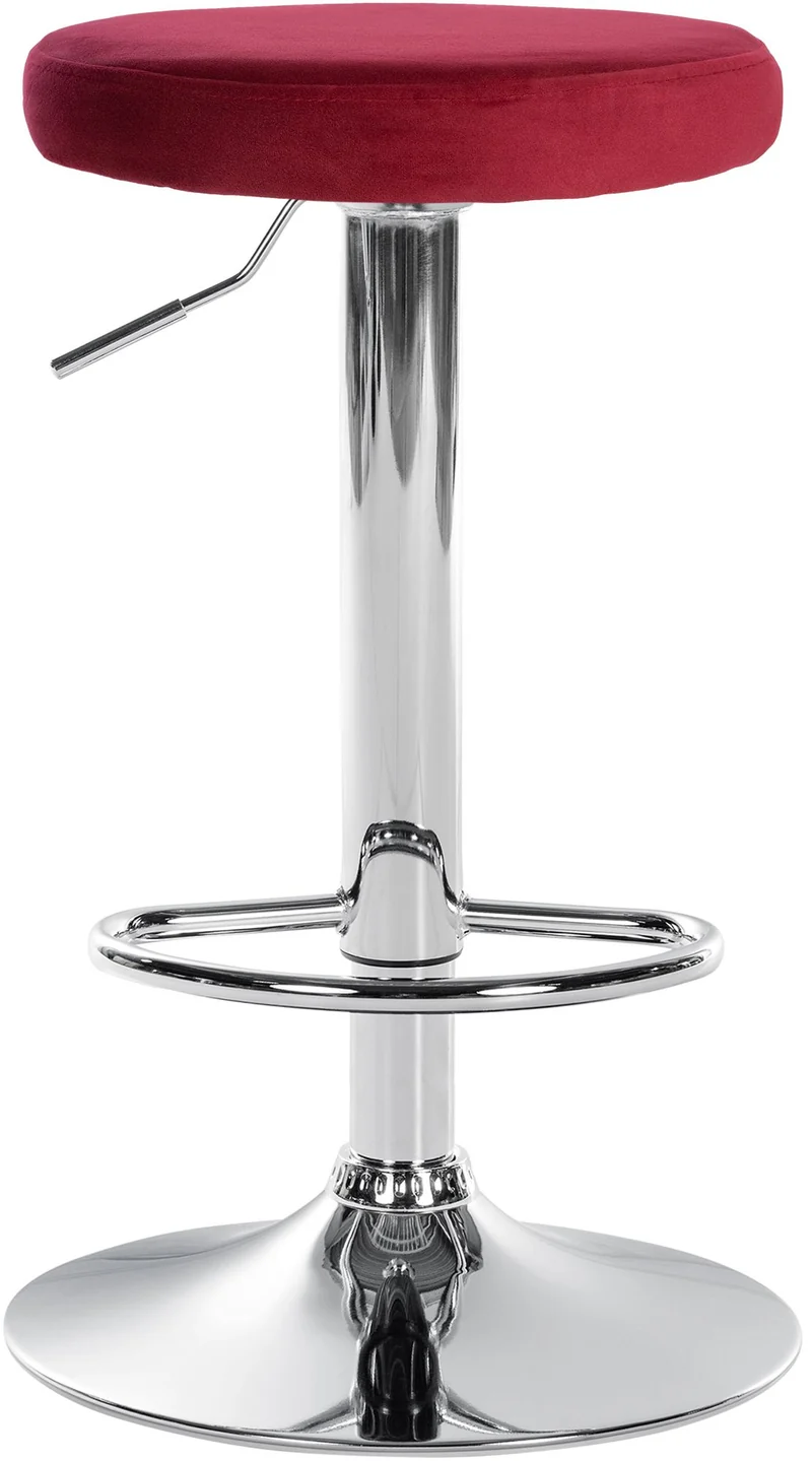 Tabouret de bar x1 design simple hauteur réglable revêtement en velours bleu pieds en métal chromé 10_0006533