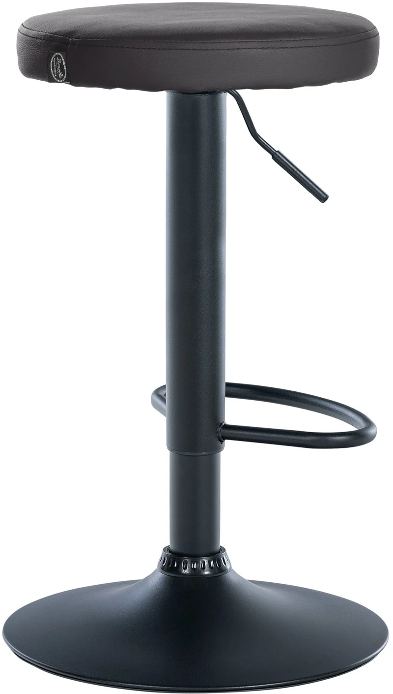 Tabouret de bar x1 design simple hauteur réglable revêtement en similicuir noir pieds en métal noir 10_0006398
