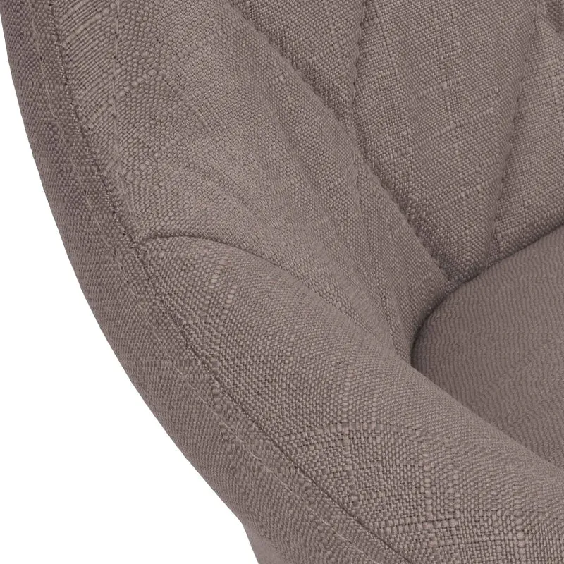 Tabouret de bar x1 pivotant hauteur réglable en tissu taupe surpiqûres décoratives cadre en métal chromé 10_0005706
