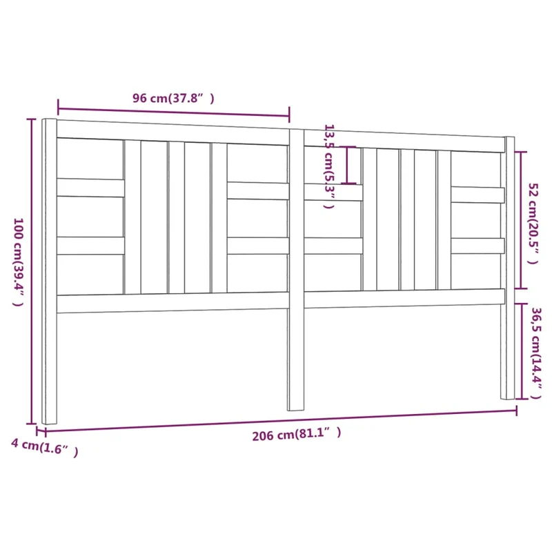 Tête de lit accessoire couchage chambre à coucher meuble 206 x 4 x 100 cm bois massif marron clair TDL0202870