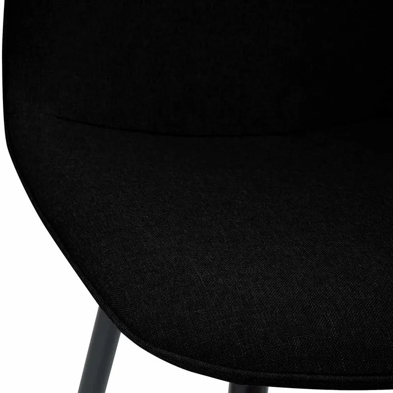 Chaise de salle à manger cuisine x1 design moderne en tissu noir cadre en métal noir 10_0007162