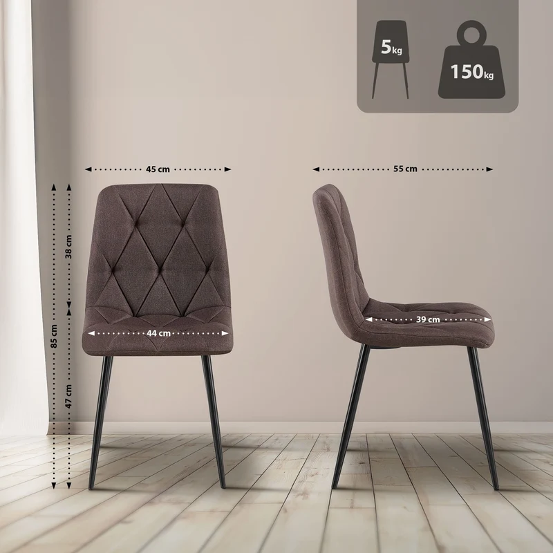 Chaise de salle à manger x1 confort et élégance intemporelle en velours marron et métal 10_0007152