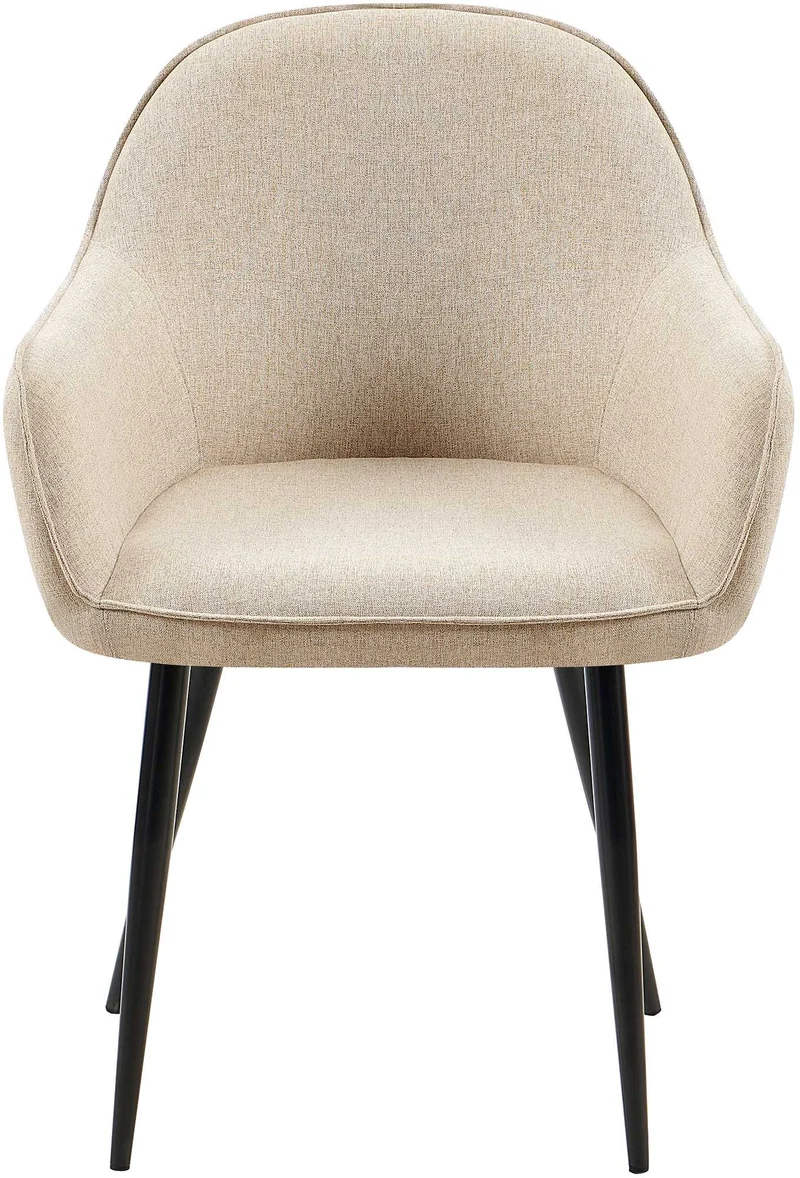Chaise de salle à manger x1 avec accoudoirs en tissu taupe et structure métallique 10_0007149