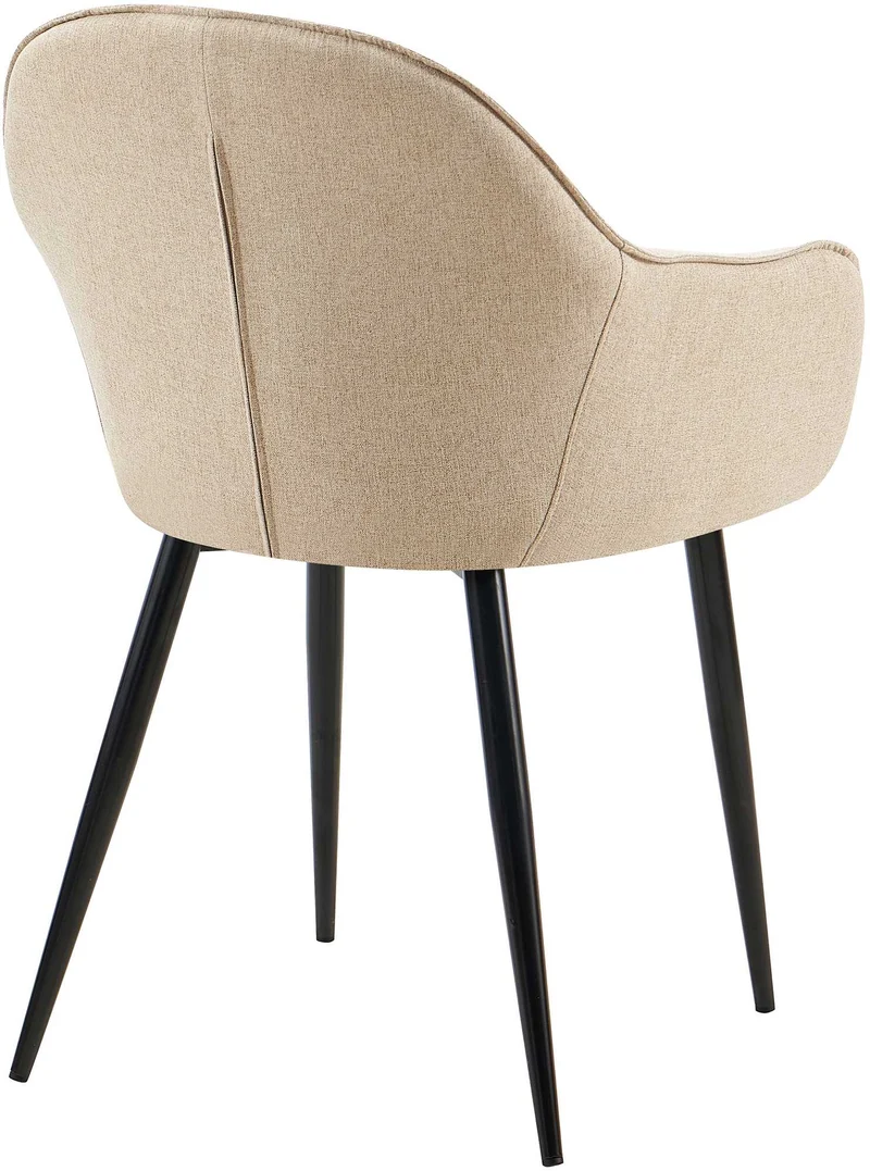 Chaise de salle à manger x1 avec accoudoirs en tissu taupe et structure métallique 10_0007149