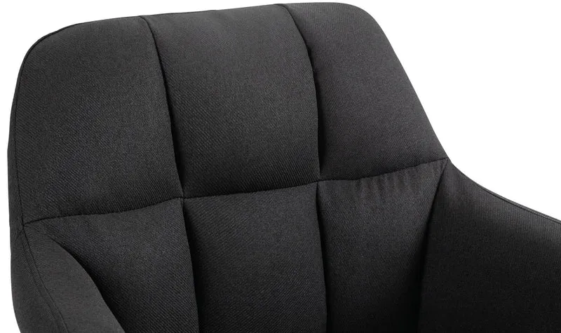 Tabouret de bar chaise haute x1 fonction rotation 360° en tissu noir avec coutures décoratives piètement métal noir 10_0005281