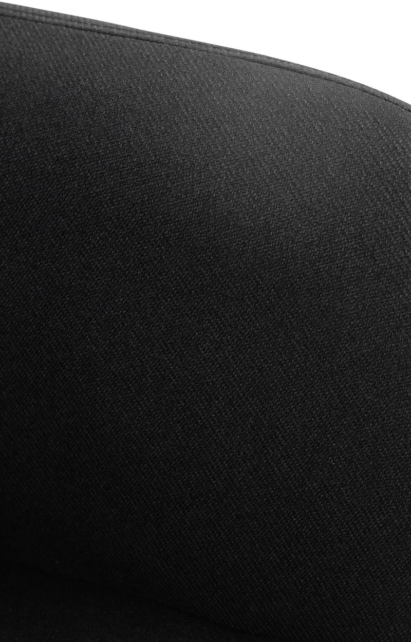 Tabouret de bar chaise haute x1 fonction rotation 360° en tissu noir avec coutures décoratives piètement métal noir 10_0005281