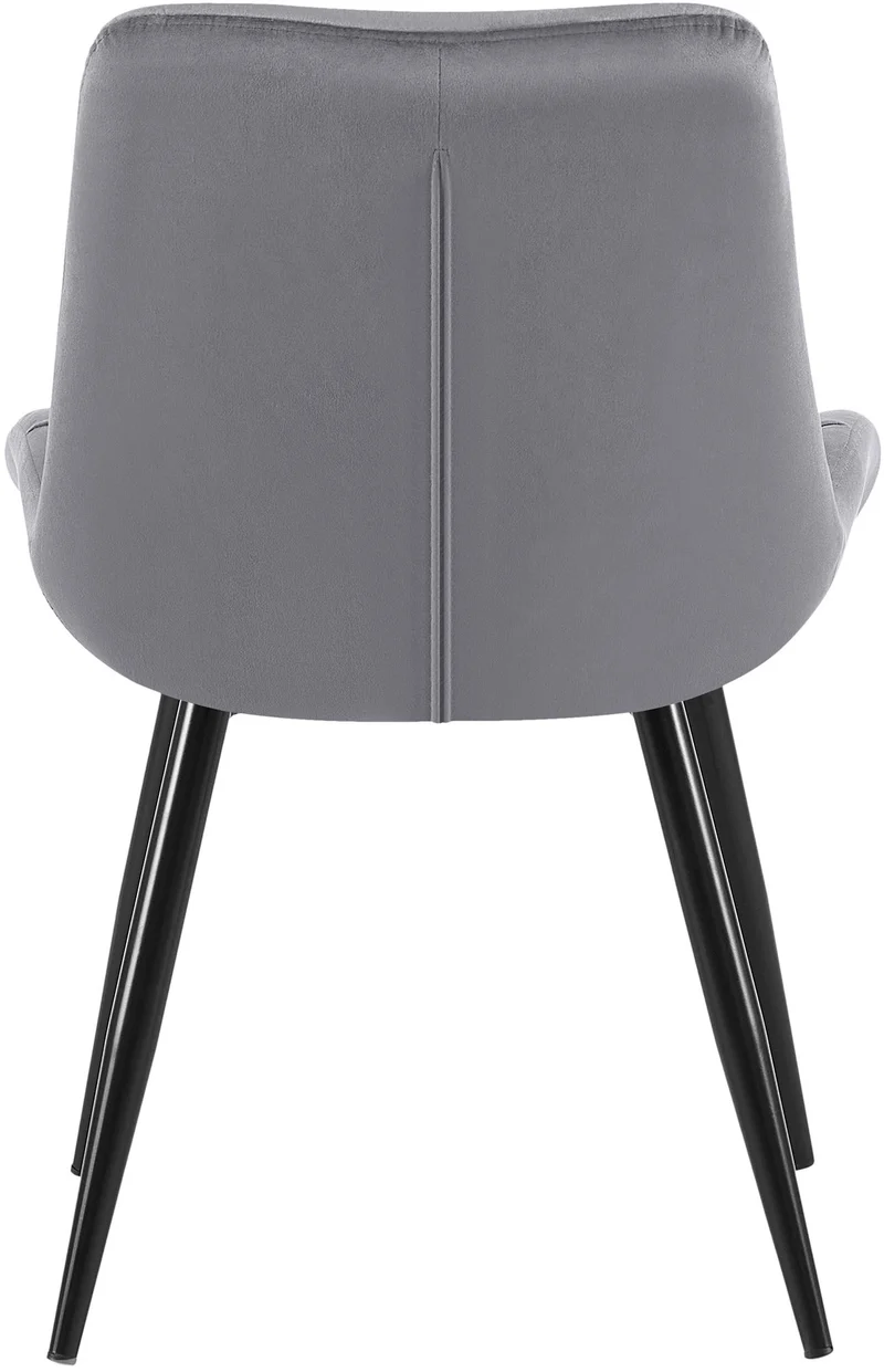 Chaise de salle à manger x1 en velours gris cadre en métal noir confort & élégance intemporelle 10_0007223