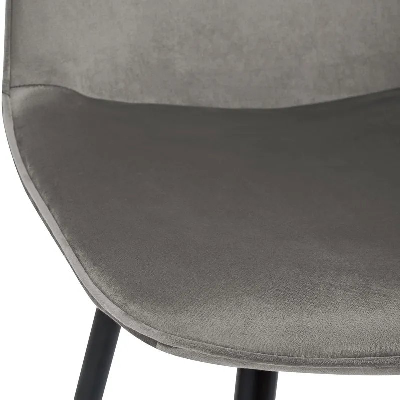 Chaise de salle à manger cuisine x1 design moderne en velours gris clair cadre en métal noir 10_0007219