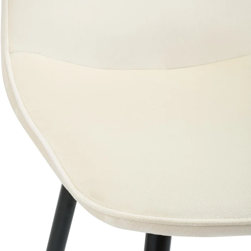 Chaise de salle à manger cuisine x1 design moderne en velours crème cadre en métal noir 10_0007218