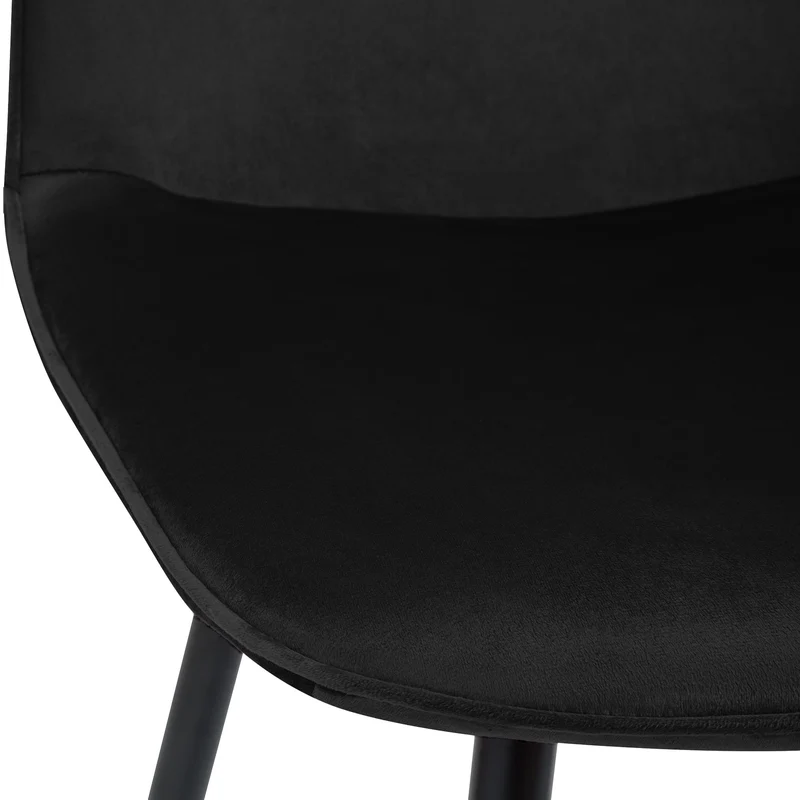 Chaise de salle à manger cuisine x1 design moderne en velours noir cadre en métal noir 10_0007217