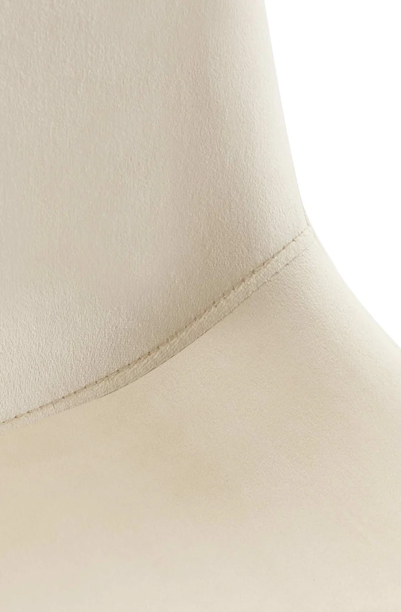 Chaise de salle à manger x1 pivotant à 360 degrés en velours crème cadre en métal noir 10_0007206