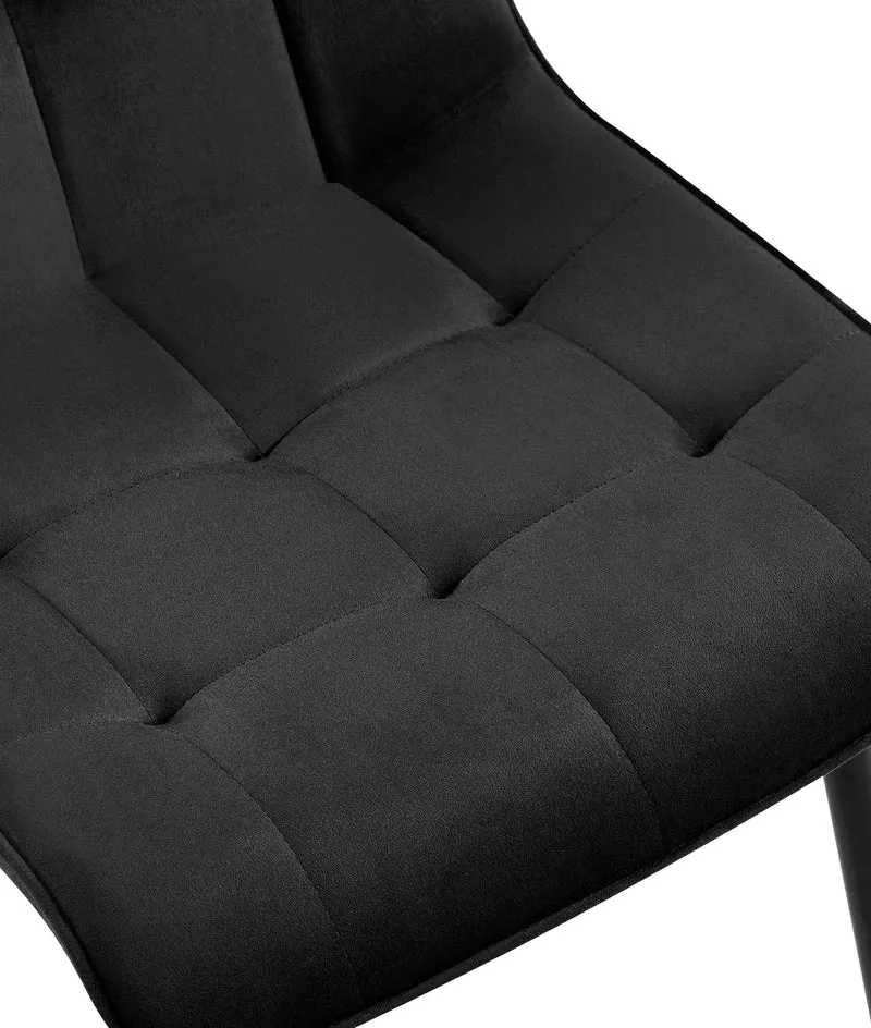 Chaise de salle à manger x1 coutures décoratives carrées en velours noir cadre métal noir 10_0007204