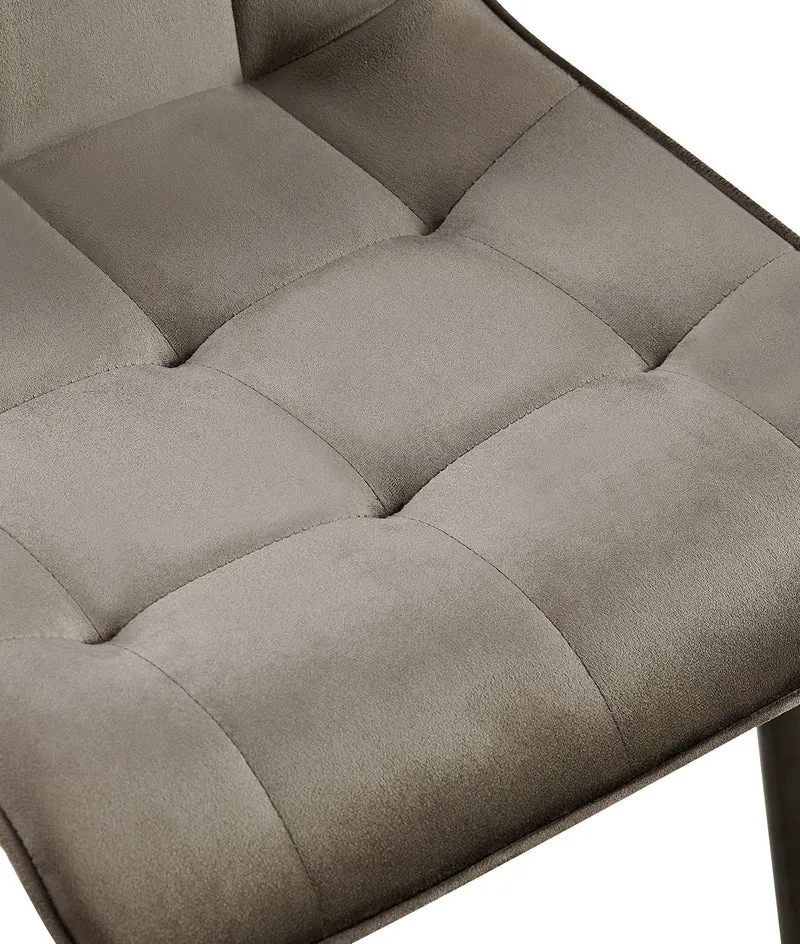 Chaise de salle à manger x1 coutures décoratives carrées en velours anthracite cadre métal noir 10_0007200