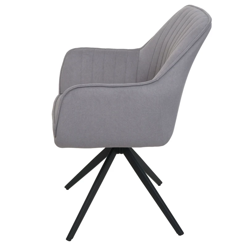 Lot de 6 chaises de salle à manger avec accoudoirs siège rotatifs en tissu gris clair avec coutures décoratives 04_0007745