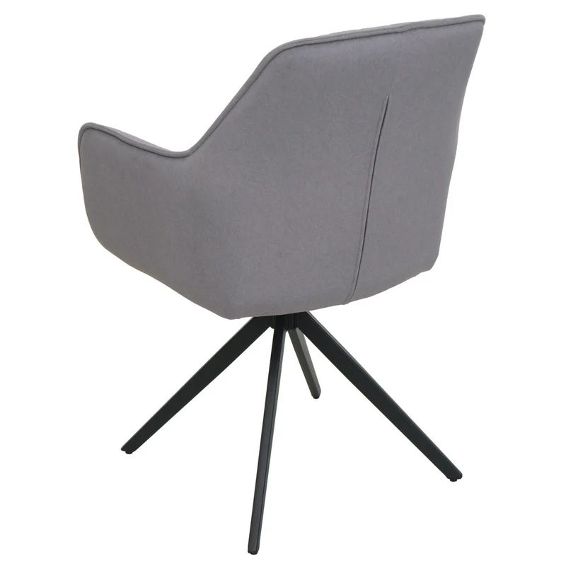 Lot de 6 chaises de salle à manger avec accoudoirs siège rotatifs en tissu gris clair avec coutures décoratives 04_0007745