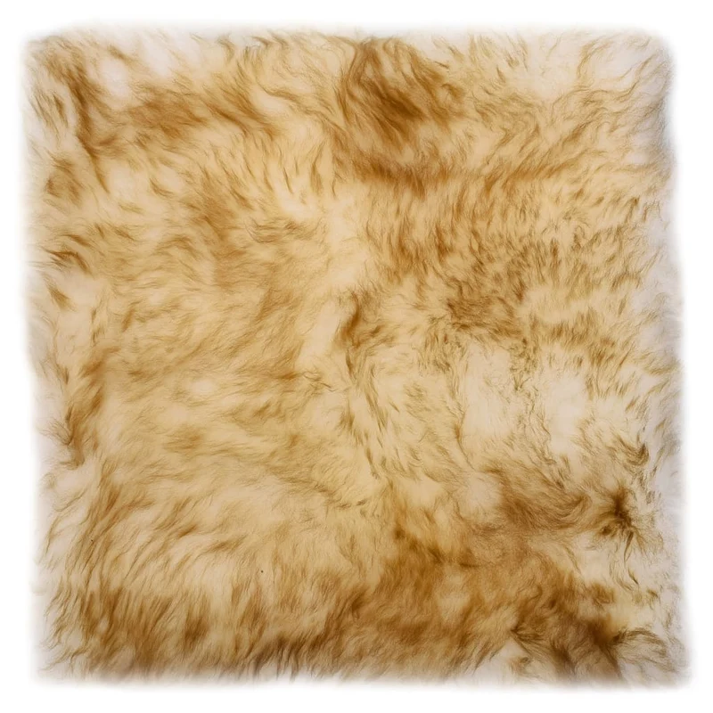 Lot de 2 coussins de chaise marron mouton véritable 40x40cm DEC021285
