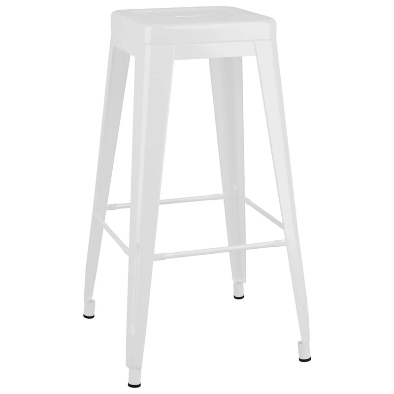 Lot de 2 tabourets de bar empilables design industriel en métal blanc DEC029588