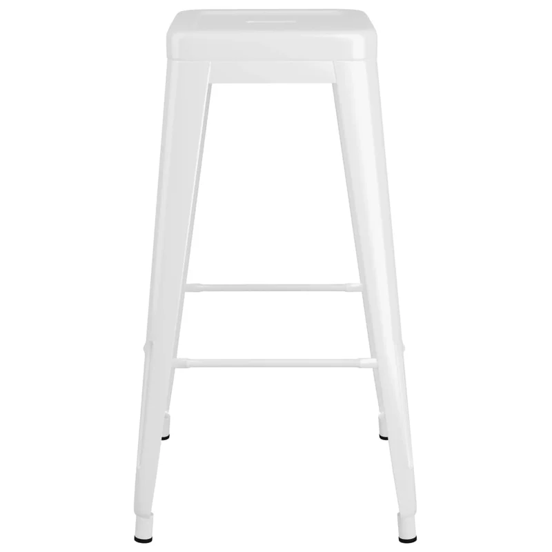 Lot de 2 tabourets de bar empilables design industriel en métal blanc DEC029588