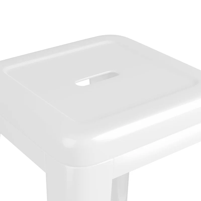 Lot de 2 tabourets de bar empilables design industriel en métal blanc DEC029588