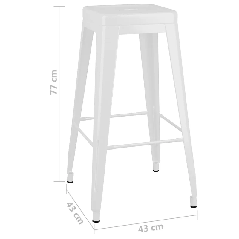 Lot de 2 tabourets de bar empilables design industriel en métal blanc DEC029588