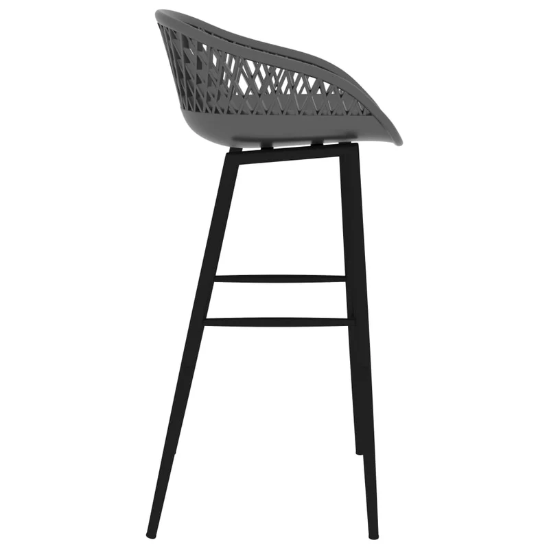 Tabourets de bar x2 chaises haute aspect de maille en PP gris et métal DEC029392