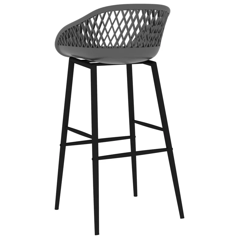 Tabourets de bar x2 chaises haute aspect de maille en PP gris et métal DEC029392