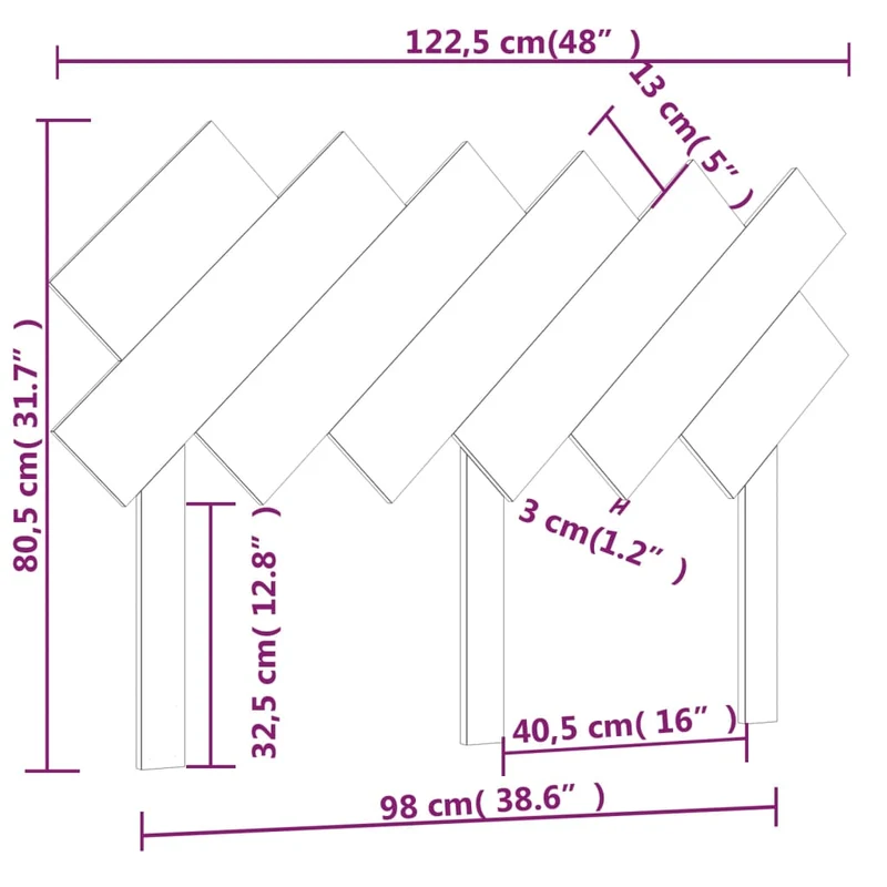 Tête de lit accessoire couchage chambre à coucher meuble 122,5 x 3 x 80,5 cm bois de pin gris TDL0203520