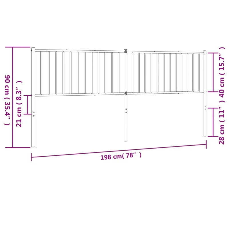 Tête de lit accessoire couchage chambre à coucher meuble 193 cm métal noir TDL0202420