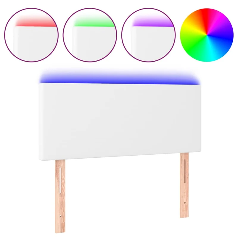 Tête de lit accessoire couchage chambre à coucher meuble à LED 90 x 5 x 78/88 cm synthétique blanc TDL0201917
